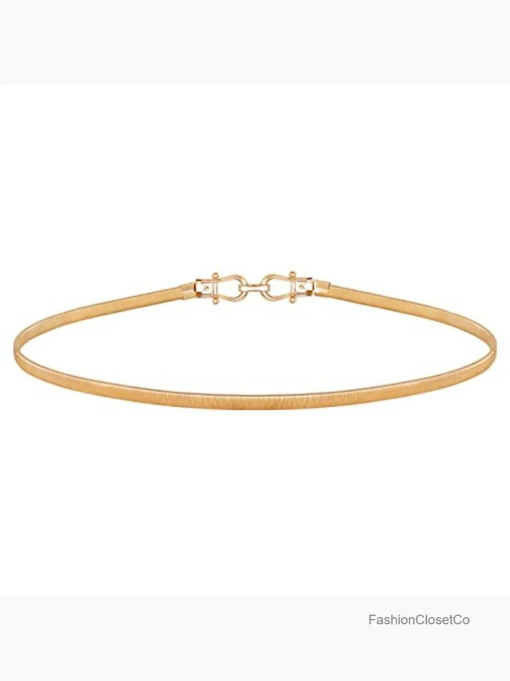 Skinny Metal Waist Belt - Elastic Stretch Dress Belt